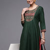 Dhiyona IE Women Green Ethnic Motifs Yoke Design Kurta