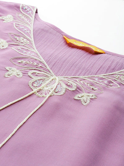 Dhiyona IE Floral Embroidered Thread Work Kurta with Trousers & With Dupatta