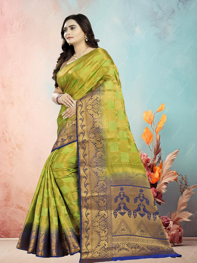 Indyancart RV Women's Banarasi Silk With Jacquard Print Saree  ( KVD684 )