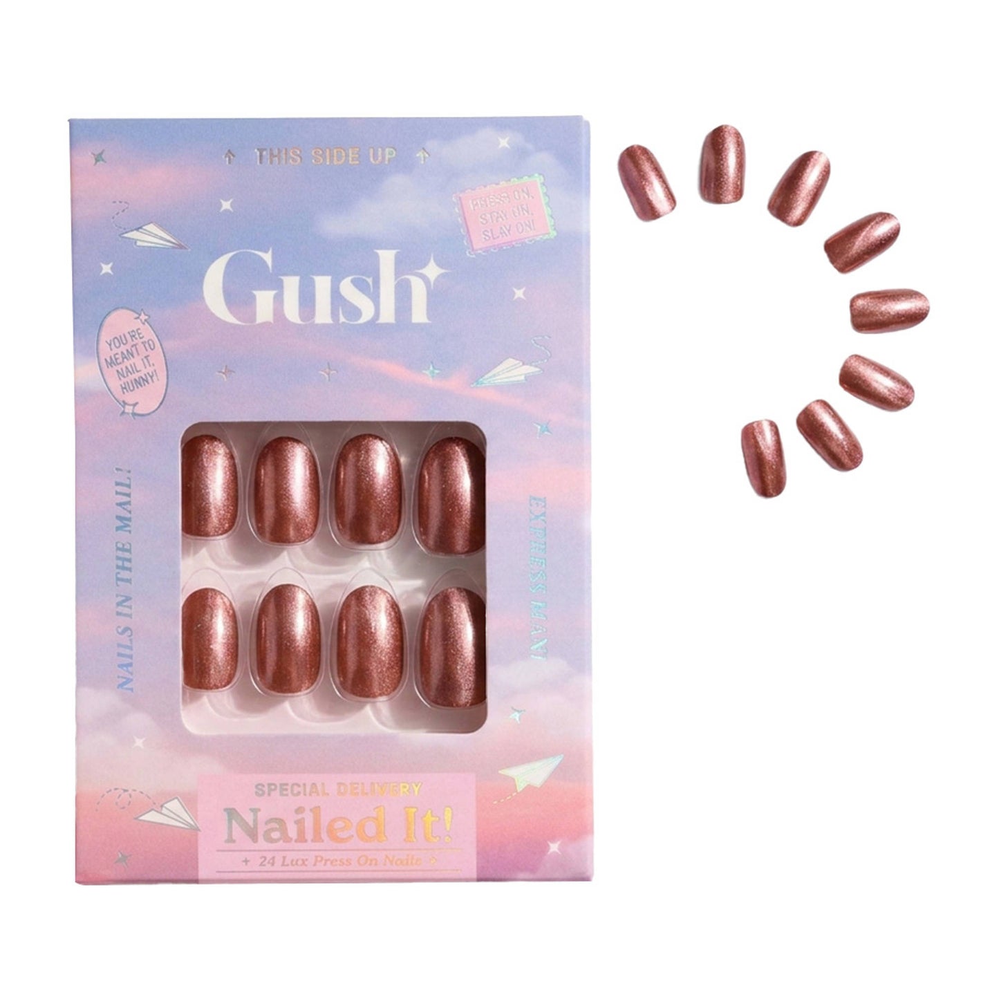 Gush Beauty Nailed It Reusable Luxury Press On Nails With Application Kit - Redhead Energy