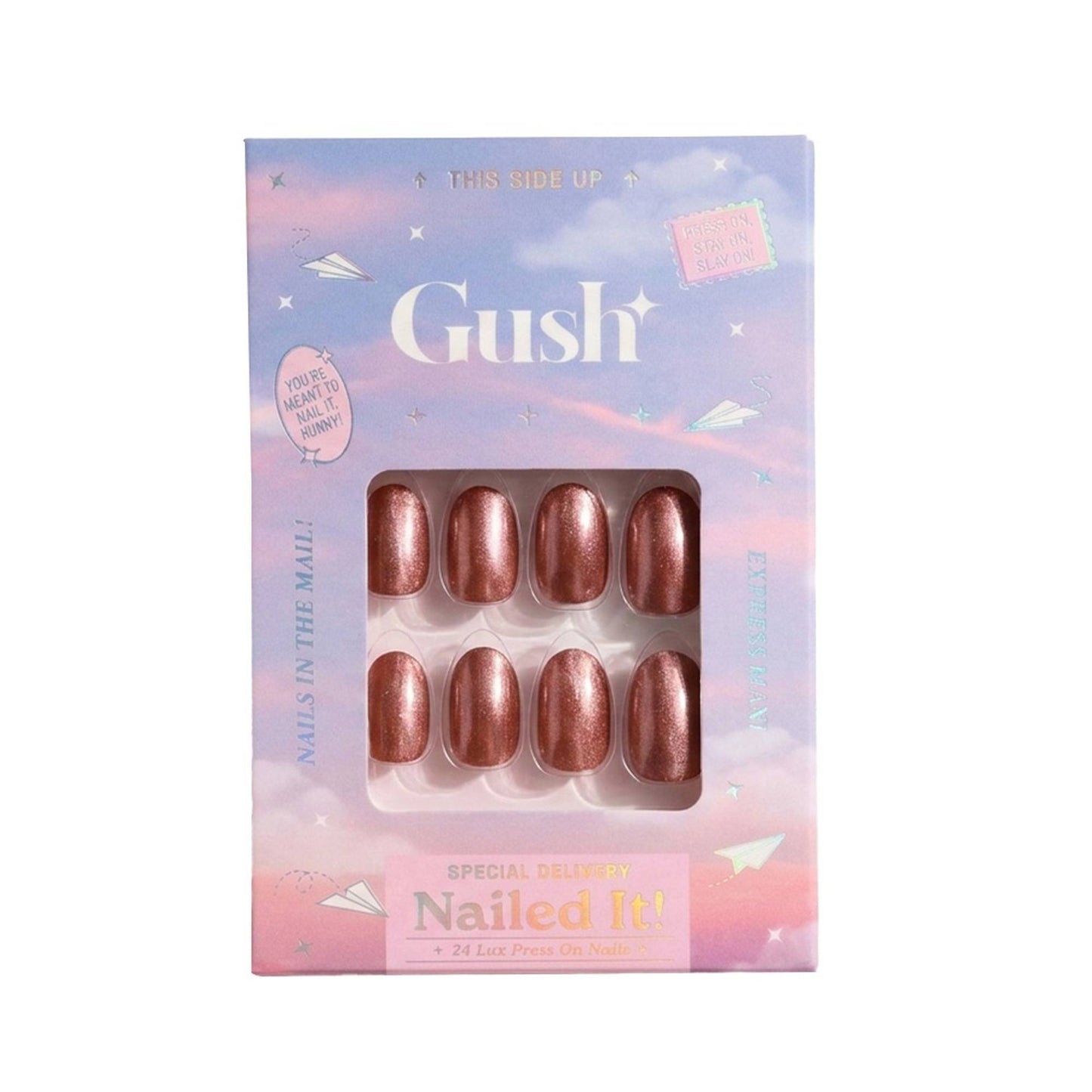 Gush Beauty Nailed It Reusable Luxury Press On Nails With Application Kit - Redhead Energy