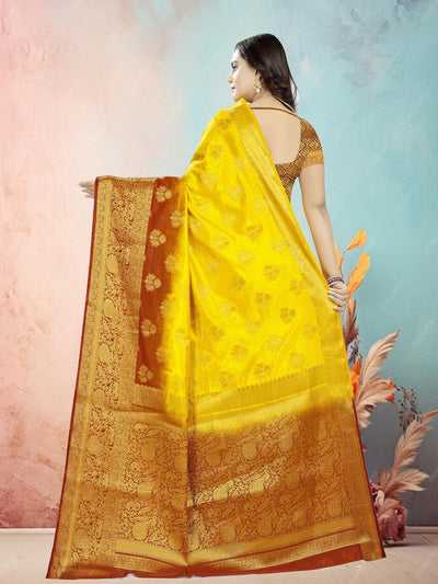 Indyancart RV Women's Banarasi Silk With Jacquard Print Saree  ( KVD686 )