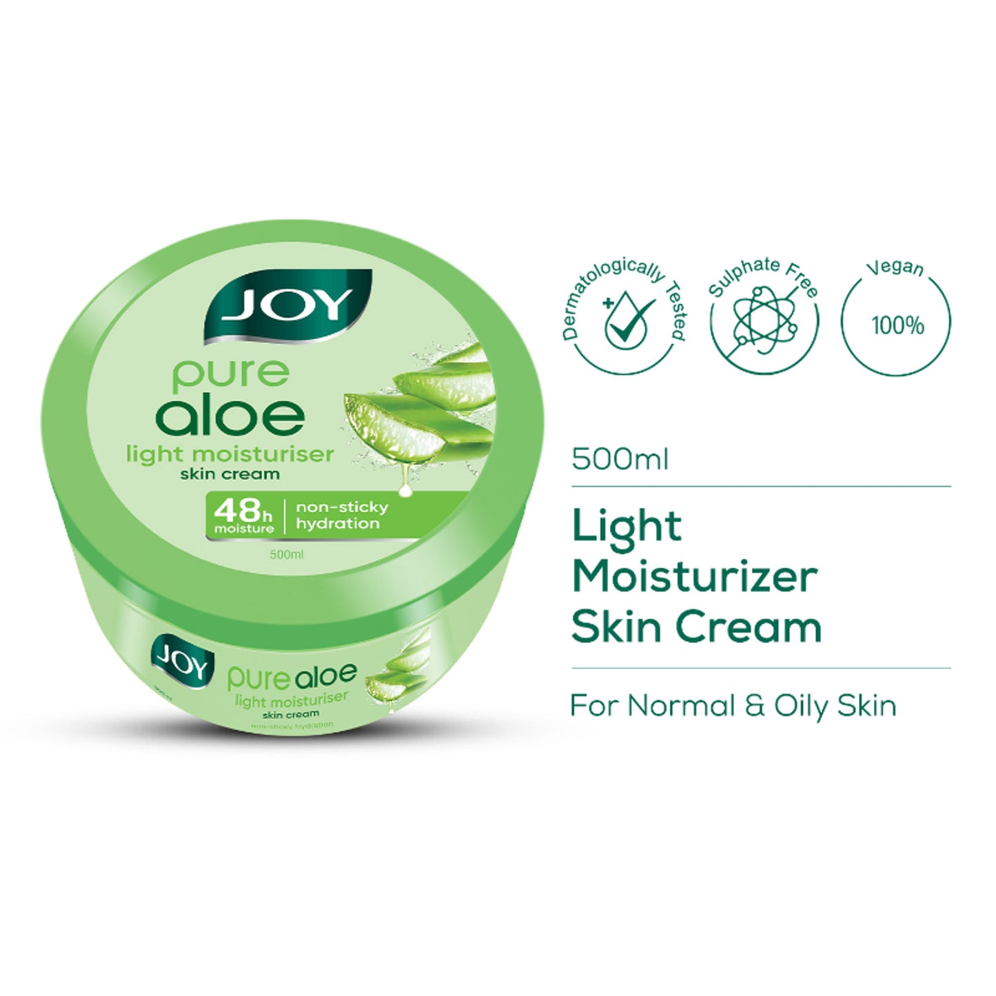 Joy Pure Aloe Vera Light Moisturizer Skin Cream for Face & Body For 48 Hrs Moisturization