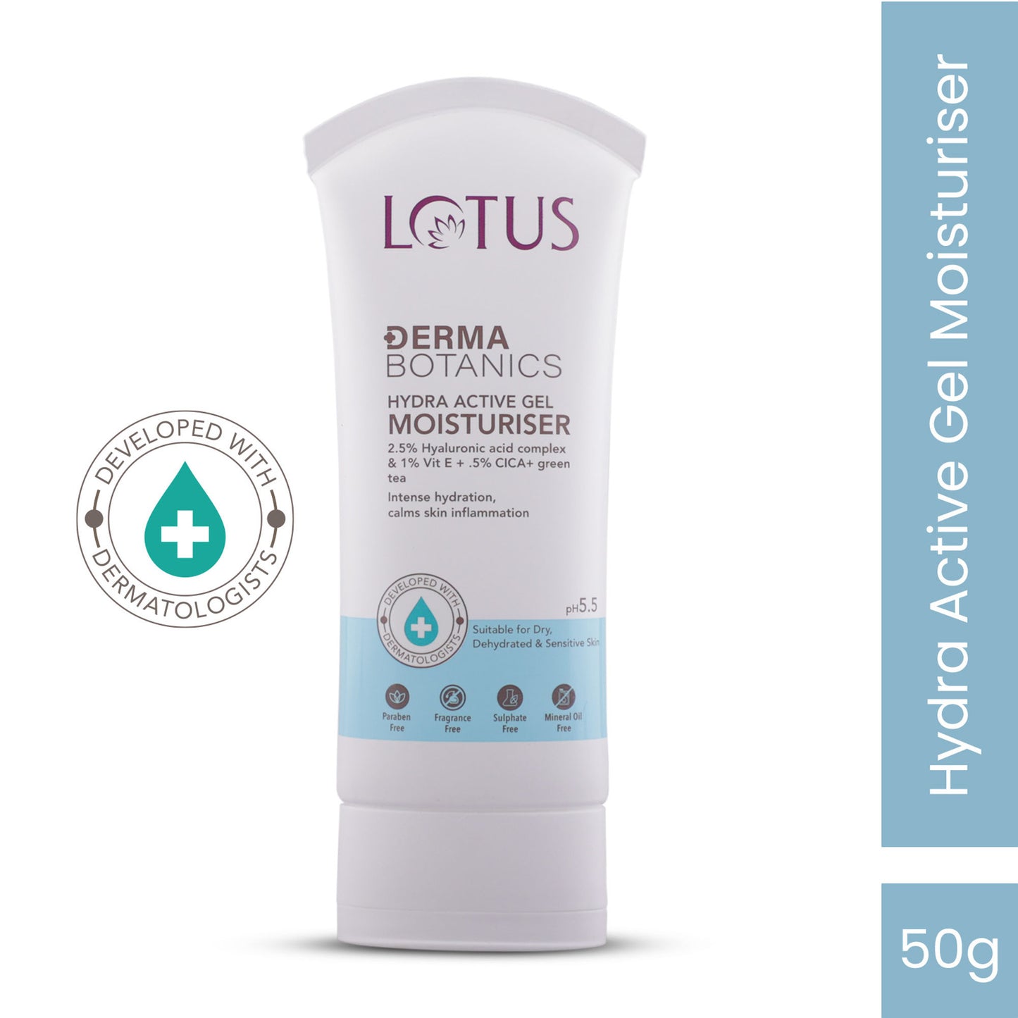 Lotus Dermabotanics Hydra Active Gel Moisturiser 2.5% Hyaluronic Acid Complex, All Skin Types