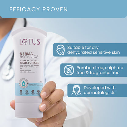 Lotus Dermabotanics Hydra Active Gel Moisturiser 2.5% Hyaluronic Acid Complex, All Skin Types