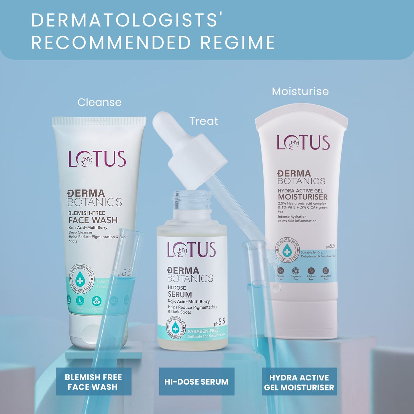 Lotus Dermabotanics Hydra Active Gel Moisturiser 2.5% Hyaluronic Acid Complex, All Skin Types