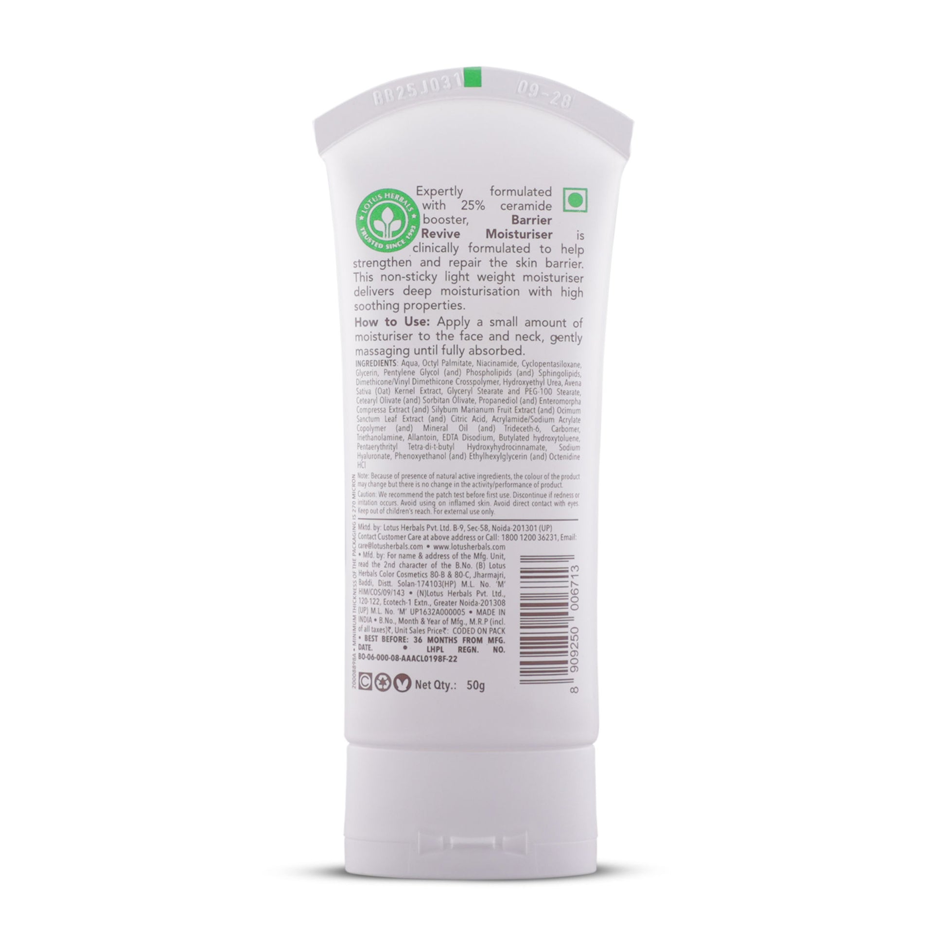 Lotus Dermabotanics Barrier Revive Moisturiser 1.5% Cermaide + 1% Oats Extract, All Skin Types