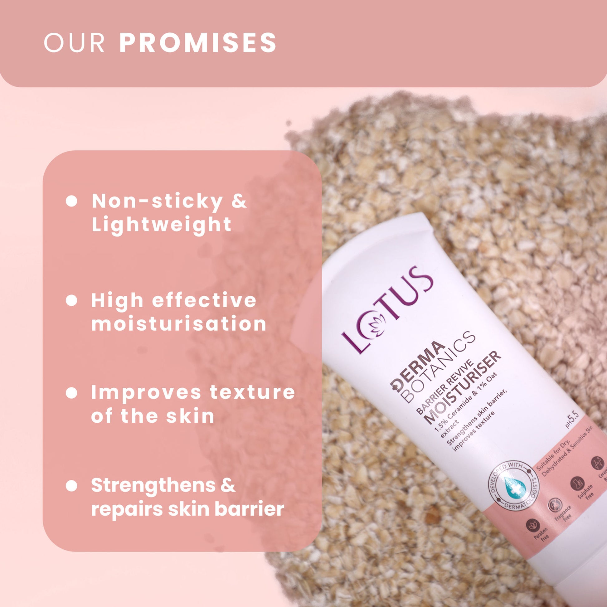 Lotus Dermabotanics Barrier Revive Moisturiser 1.5% Cermaide + 1% Oats Extract, All Skin Types