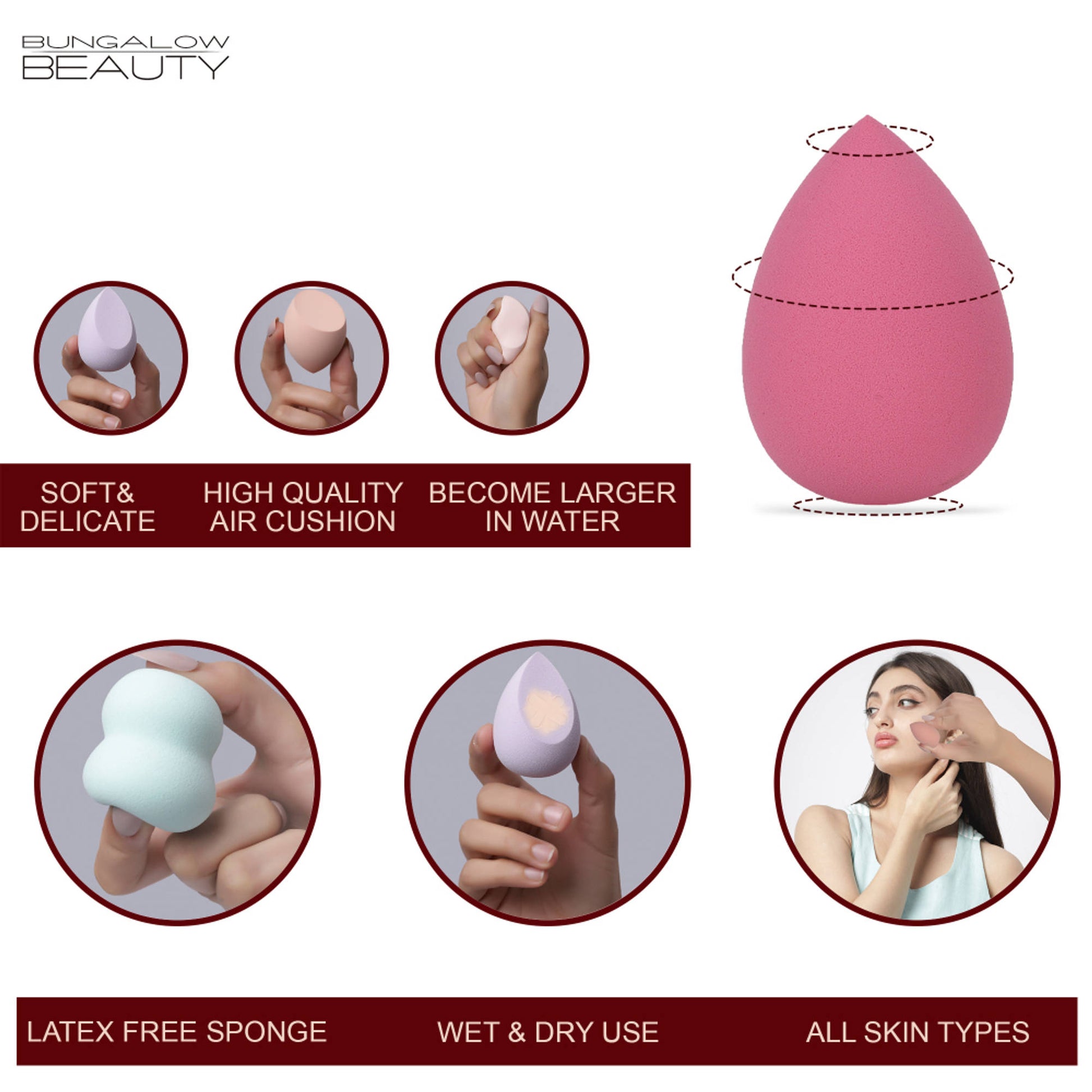 BUNGALOW BEAUTY Makeup Blending Sponge - Pack Of 5