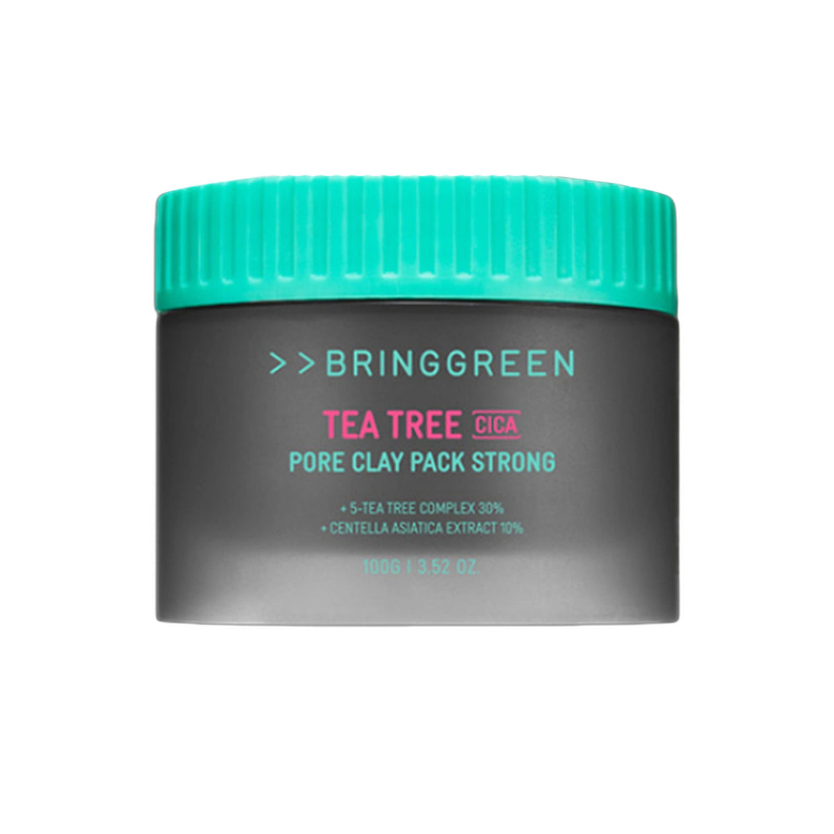 BRING GREEN Tea Tree Cica Pore Clay Pack exfoliating clay mask for sebum control and pore refining, with green tea and cica ingredients.