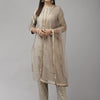 Indyancart IE Women Grey Gotta Patti Kurta with Trousers & With Dupatta