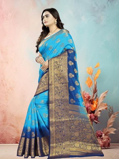 Indyancart RV Women's Banarasi Silk With Jacquard Print Saree  ( KVD688 )