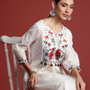 Dhiyona IE Floral Embroidered Panelled Thread Work Pure Cotton Kurta with Trousers