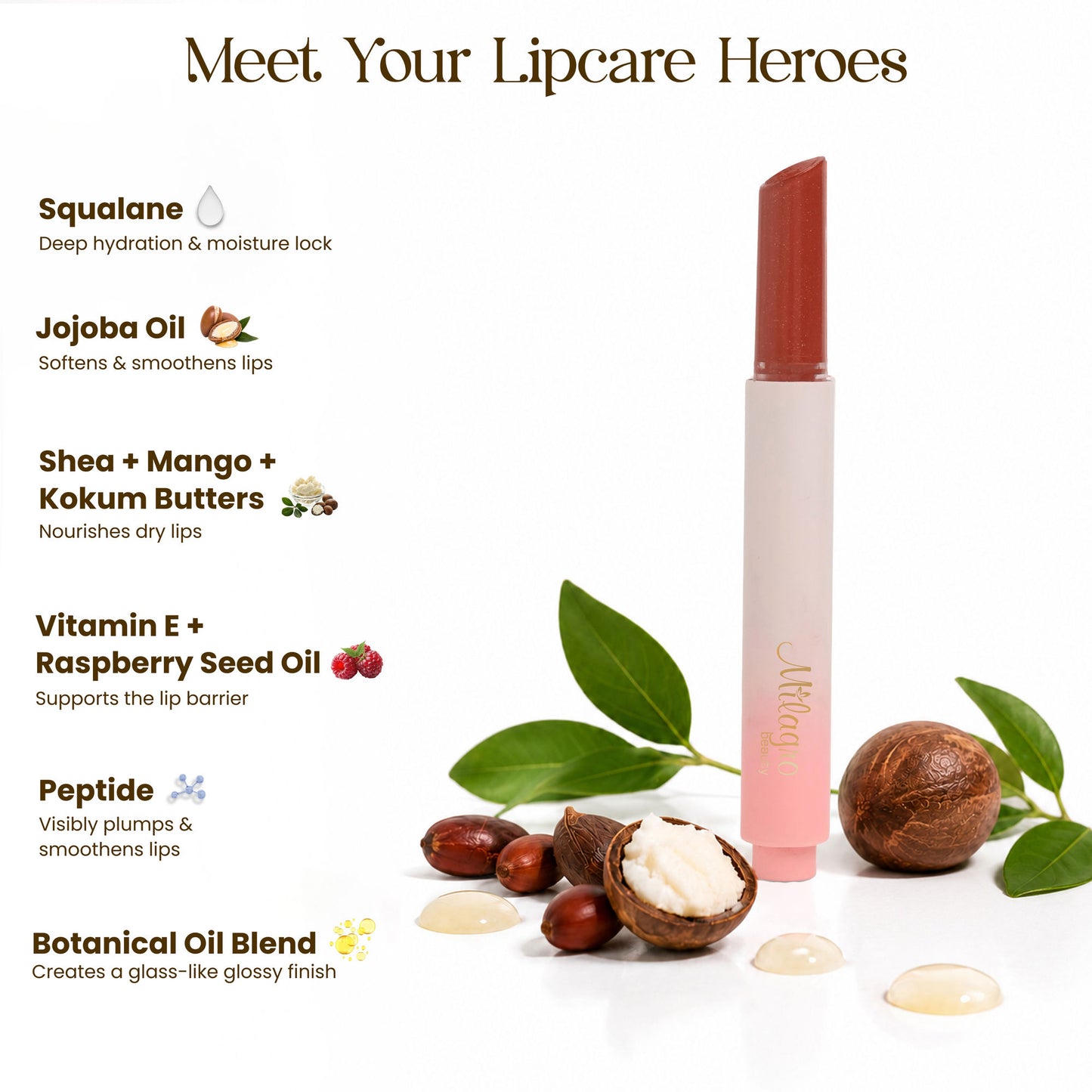 Milagro Beauty Lip Glaze Lip Balm - Coffee Tonic