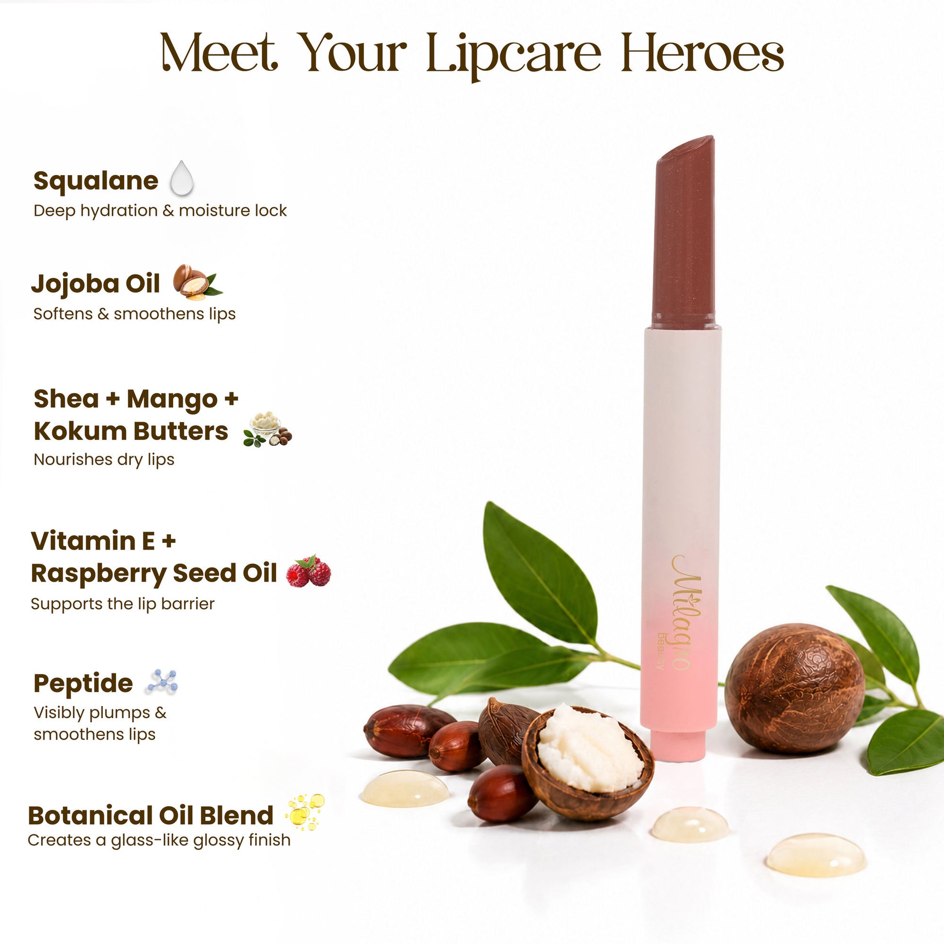 Milagro Beauty Lip Glaze Lip Balm - Mauve-mule