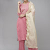 Dhiyona IE Women Ethnic Motif Embroidered Thread Work Kurta With Trousers & Dupatta