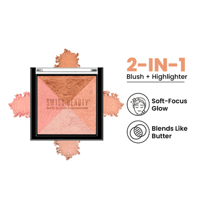 Swiss Beauty Baked Blusher & Highlighter - 01