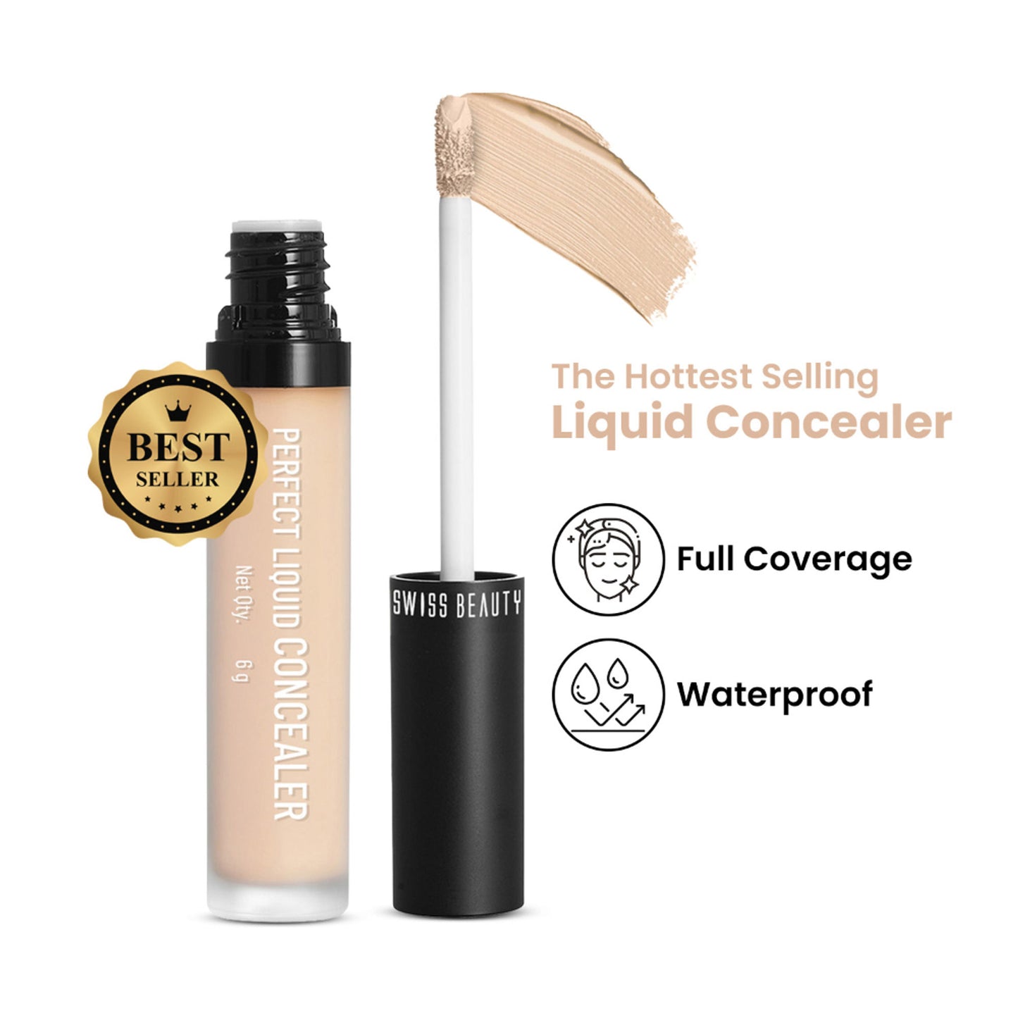 Swiss beauty Full Coverage Liquid Concealer With Jojoba Oil - 03 Light Moyen