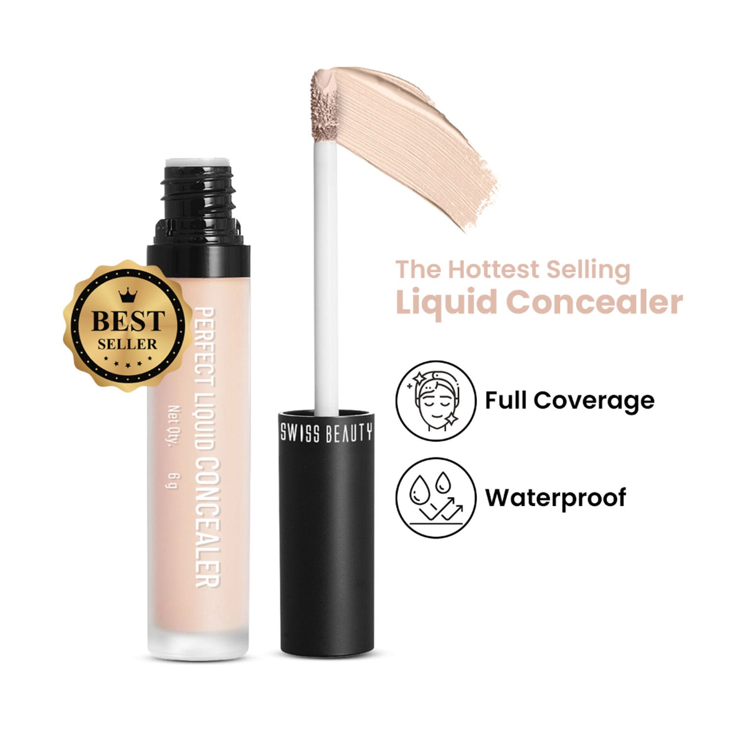 Swiss beauty Full Coverage Liquid Concealer With Jojoba Oil - 05 Medium Moyen