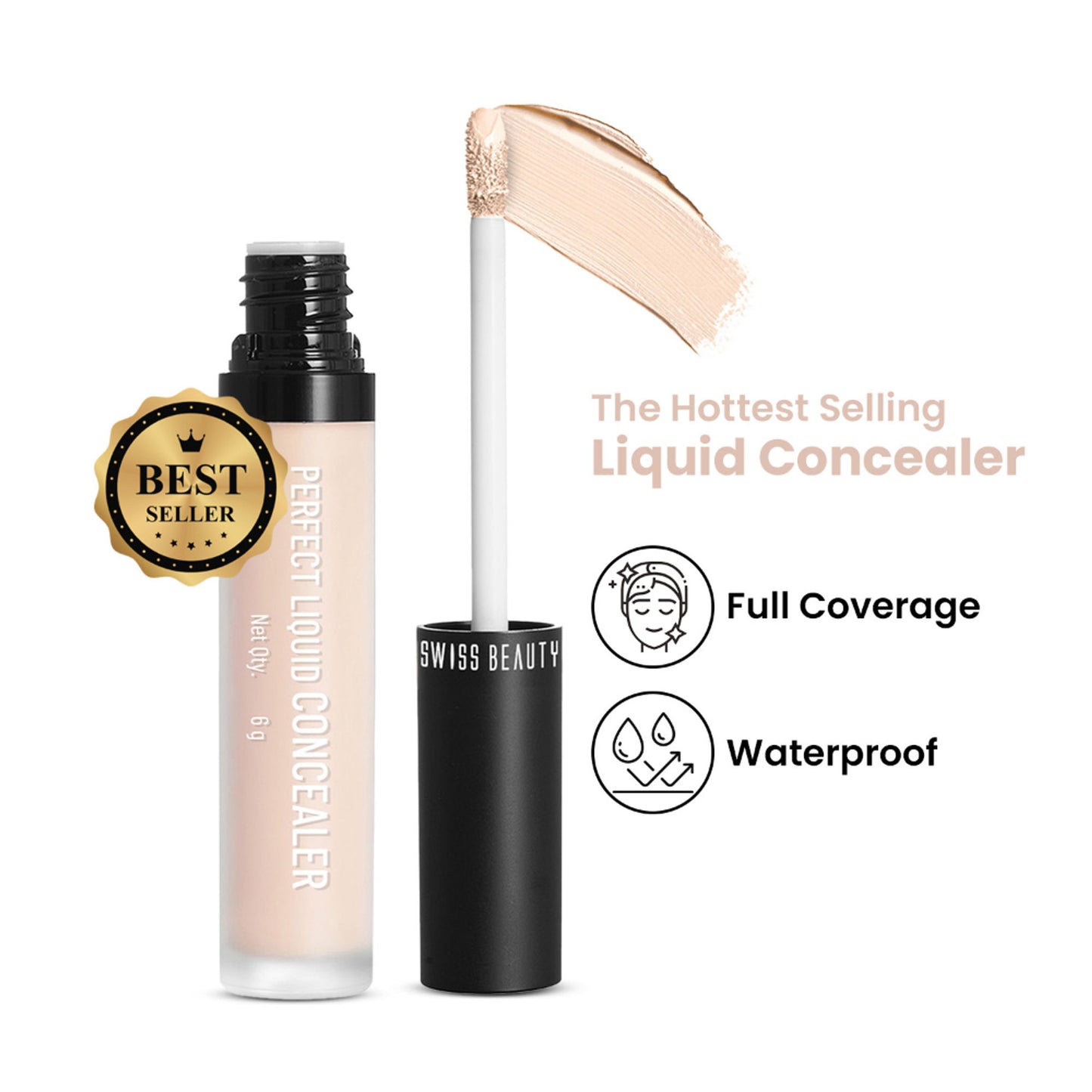 Swiss beauty Full Coverage Liquid Concealer With Jojoba Oil - 10 Porcelain