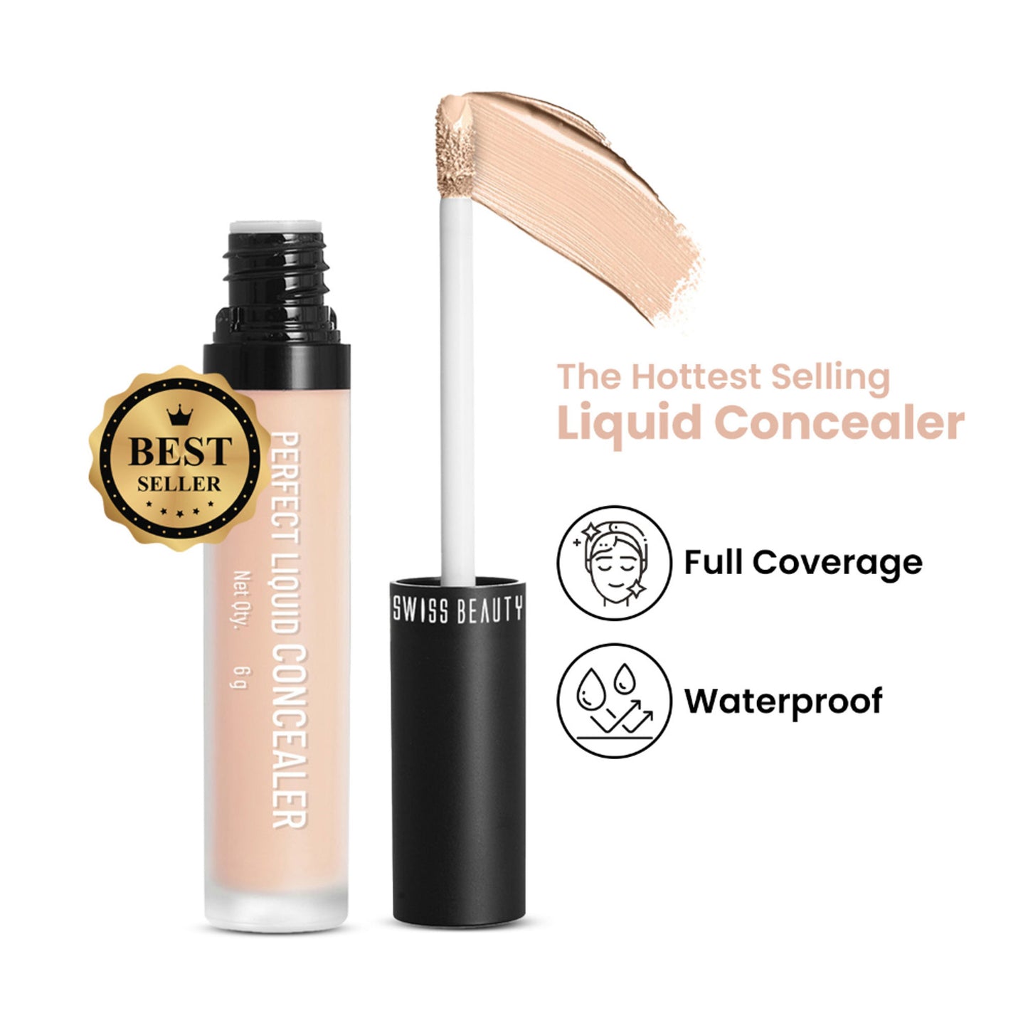 Swiss beauty Full Coverage Liquid Concealer With Jojoba Oil - 13 Classic Nude