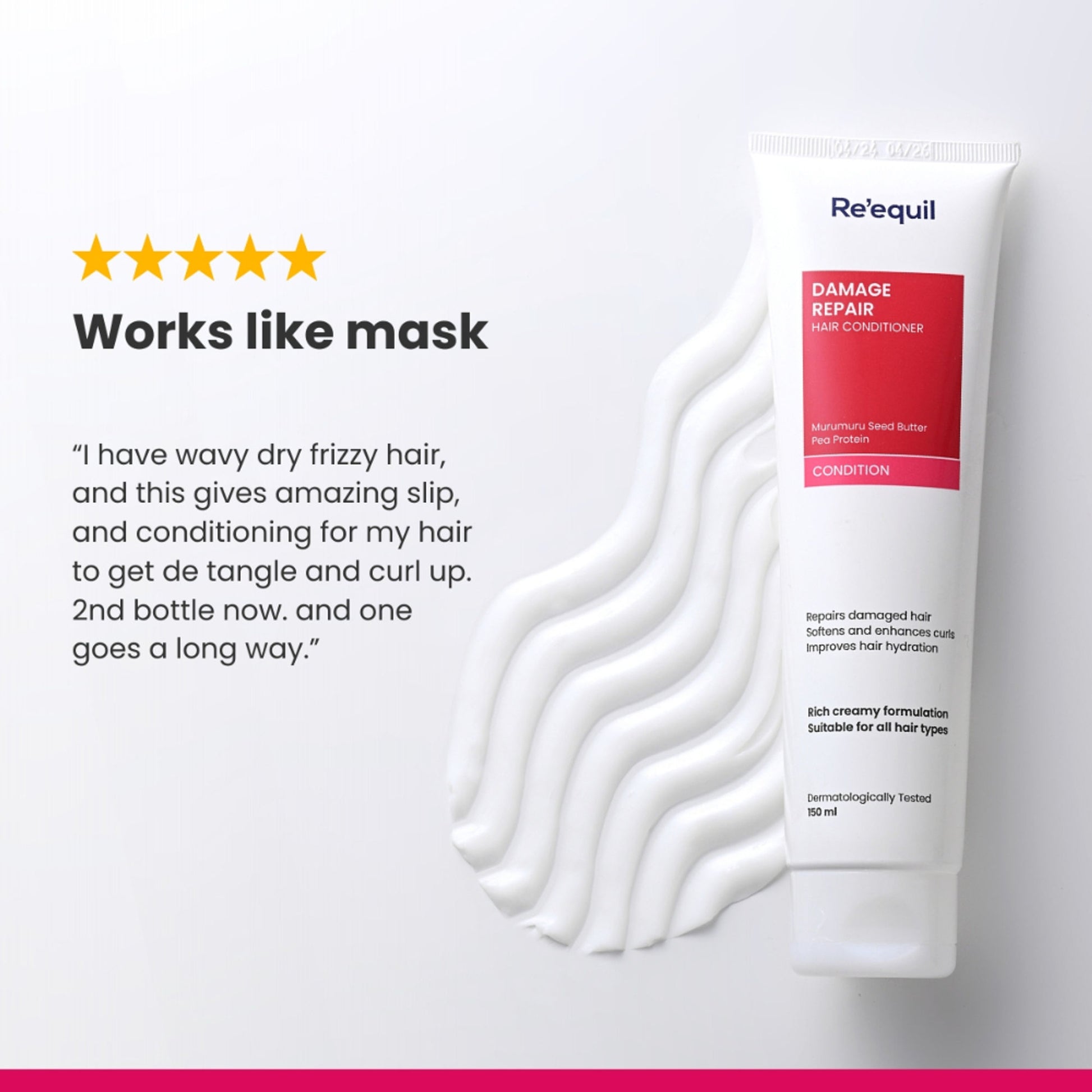 Reequil Damage Repair Conditioner With Murumuru, Seed Butter Pea Protein & Silicone Free