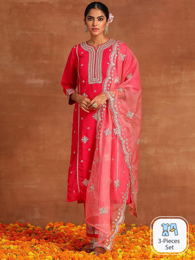 Dhiyona IE Ethnic Motifs Embroidered Regular Thread Work Kurta With Trousers & With Dupatta