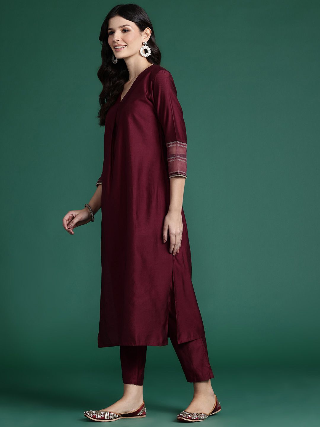 Dhiyona IE Pleated Liva Kurta with Trousers