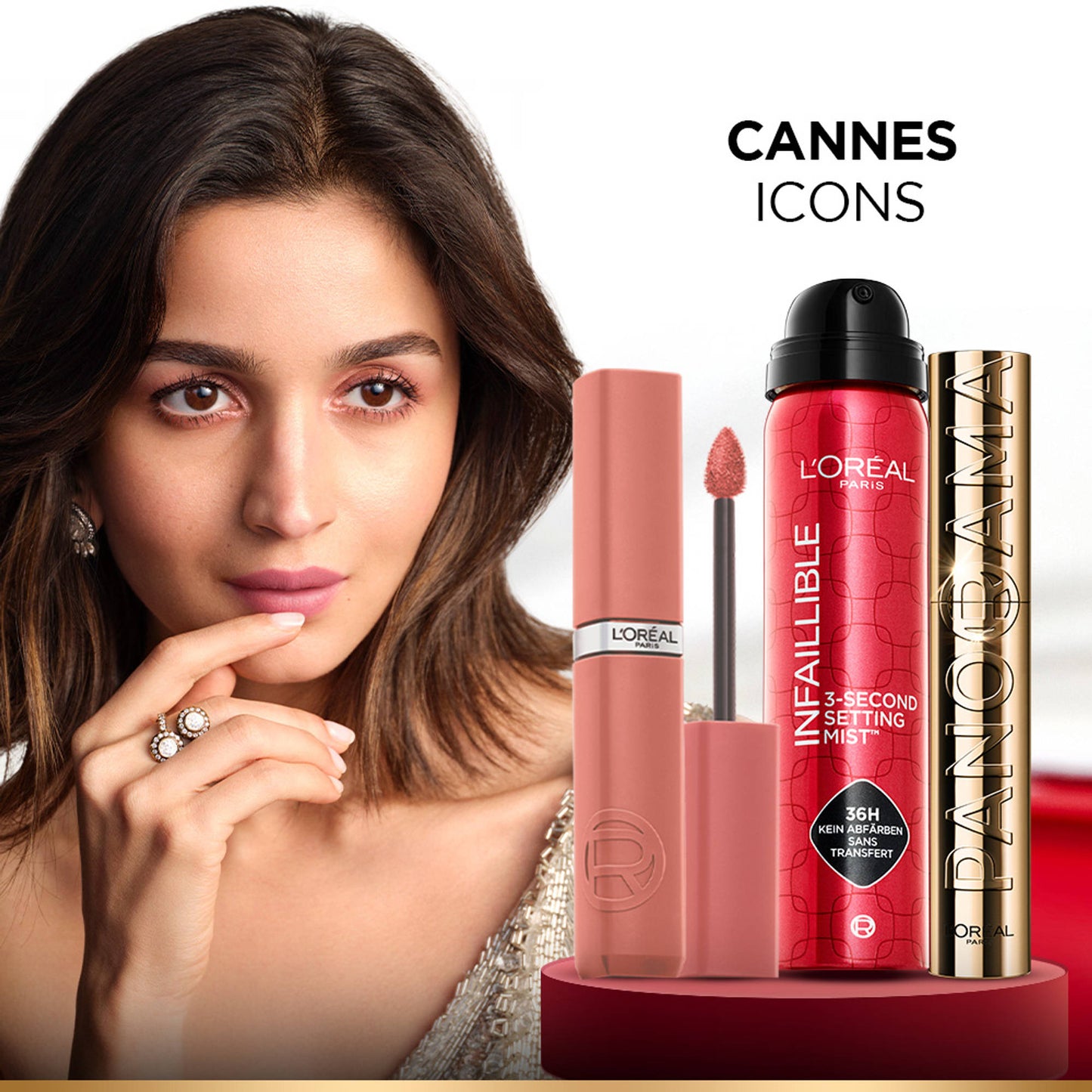 L'Oreal Paris Love From Cannes Makeup Bestsellers Gift Box - Liquid Lipstick, Mascara, Setting Spray