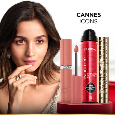 L'Oreal Paris Love From Cannes Makeup Bestsellers Gift Box - Liquid Lipstick, Mascara, Setting Spray