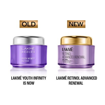 Lakme Retinol Advanced Renewal Day Creme Pro-Retinol Peptide Complex + Uv Filters & SPF 15 PA++
