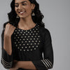 Dhiyona IE Women Black Yoke Design Regular Mirror Work Kurta with Palazzos