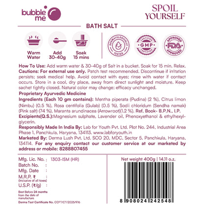 Bubble Me Spoil Yourself Bath Salt with Epsom & Pink Salt,Better Sleep,Muscle Recovery,Stress Relief