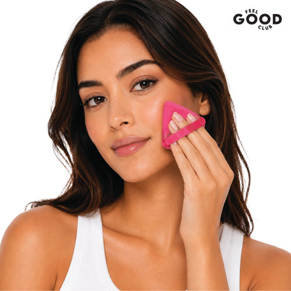 Feel Good Club Set Of 2 Pink Pizza Powder Triangle Puffs - Soft Face Makeup Beauty Blender Sponges