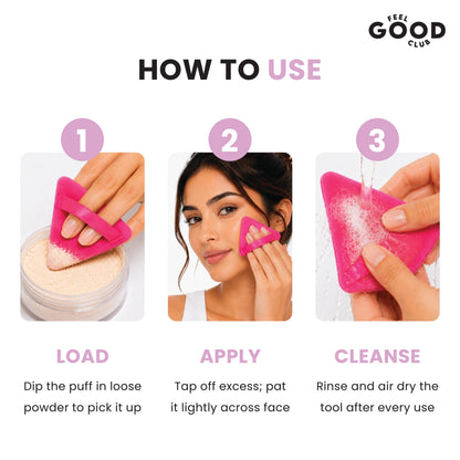 Feel Good Club Set Of 2 Pink Pizza Powder Triangle Puffs - Soft Face Makeup Beauty Blender Sponges