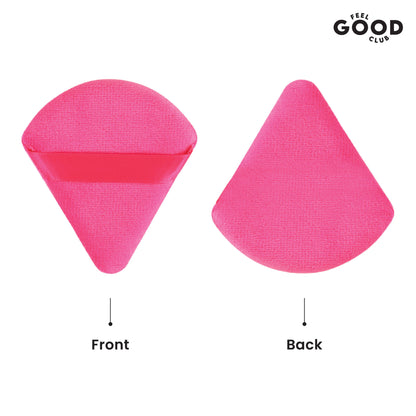 Feel Good Club Set Of 2 Pink Pizza Powder Triangle Puffs - Soft Face Makeup Beauty Blender Sponges