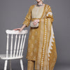 Dhiyona IE Women Ethnic Motifs Printed Regular Thread Work Pure Cotton Kurta with Trousers & With Dupatta