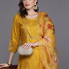 Dhiyona IE Floral Embroidered Thread Work Kurta with Trousers & Dupatta