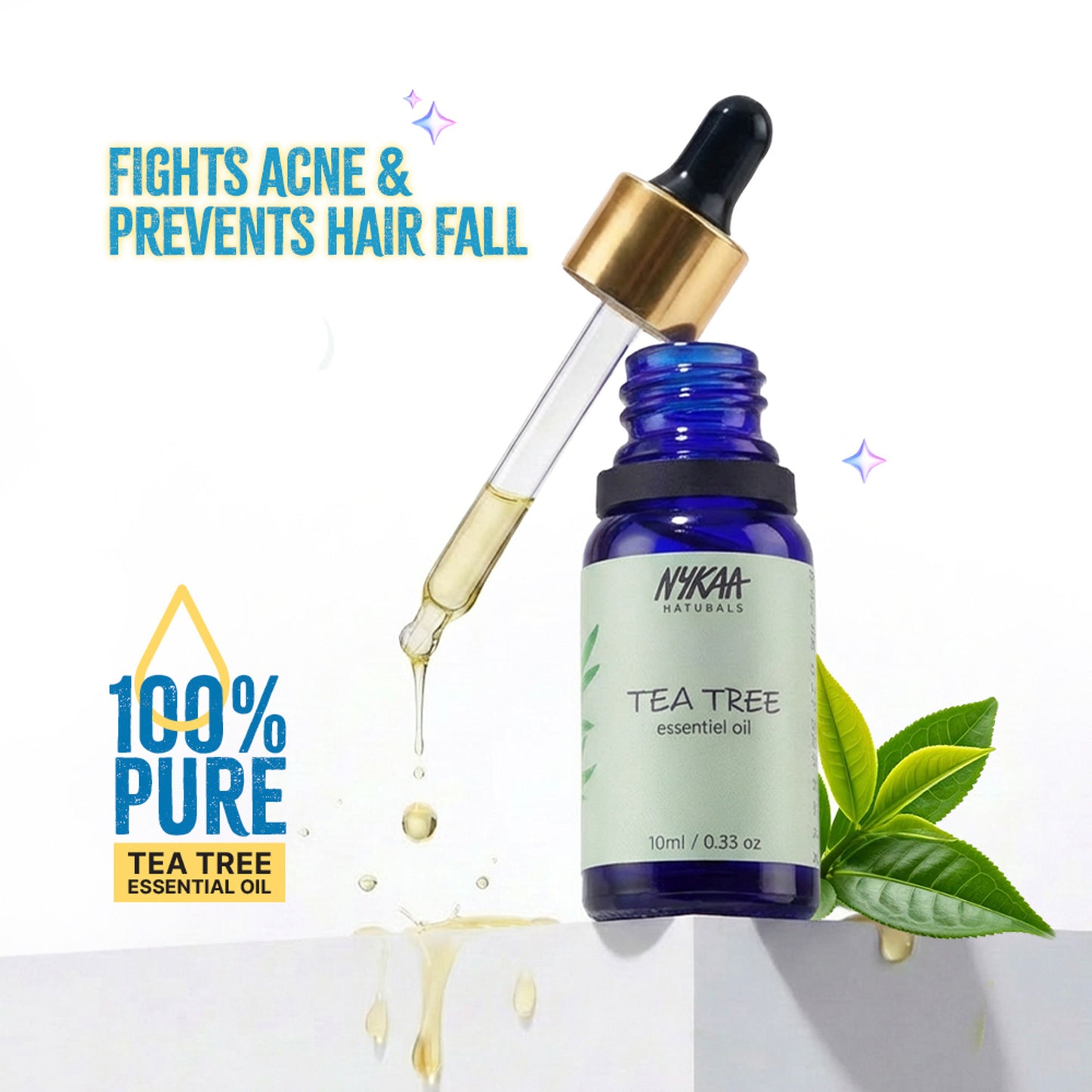 Nykaa Naturals Tea Tree Essential Oil For Acne & Hair Fall Control Solution - 100% Natural