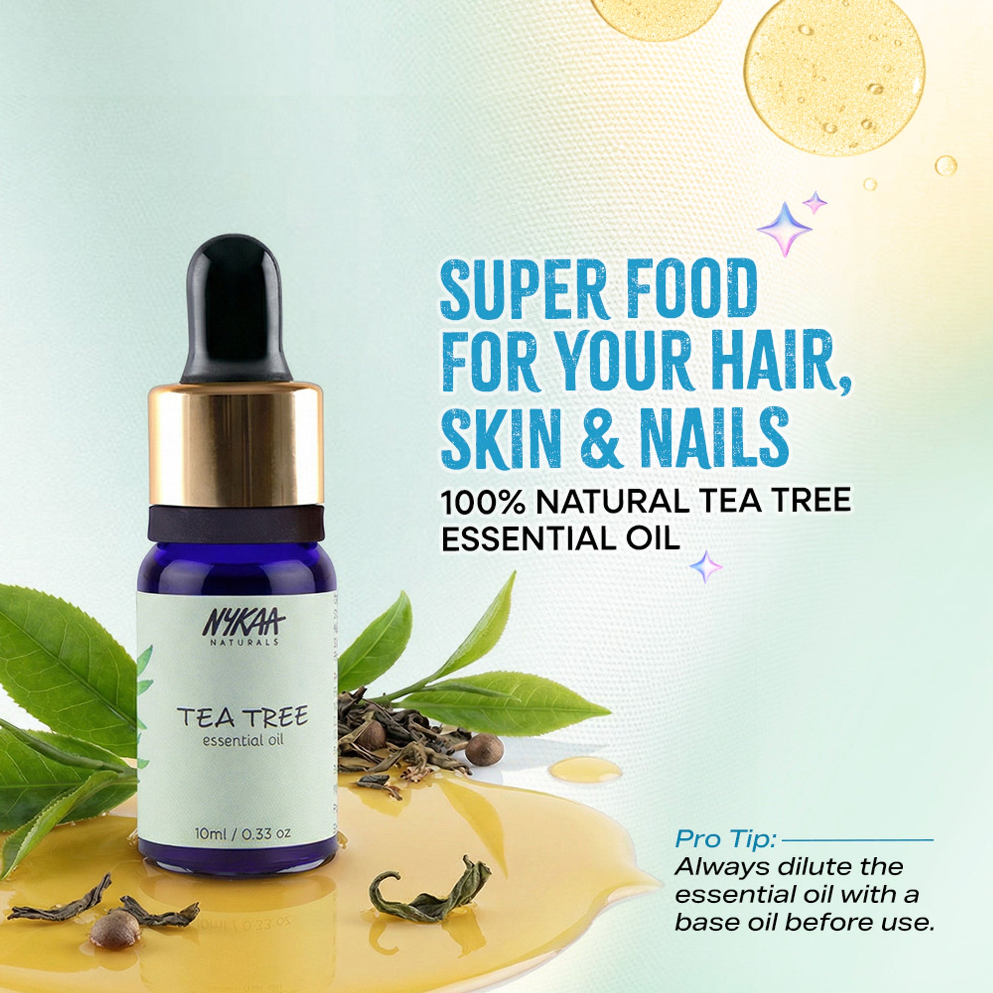 Nykaa Naturals Tea Tree Essential Oil For Acne & Hair Fall Control Solution - 100% Natural