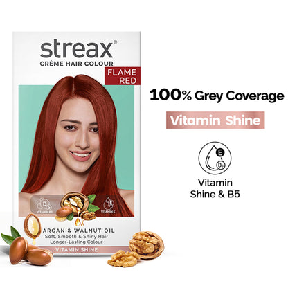 Streax Cream Hair Colour With 100% Grey Coverage & No Ammonia - 0.6 Flame Red