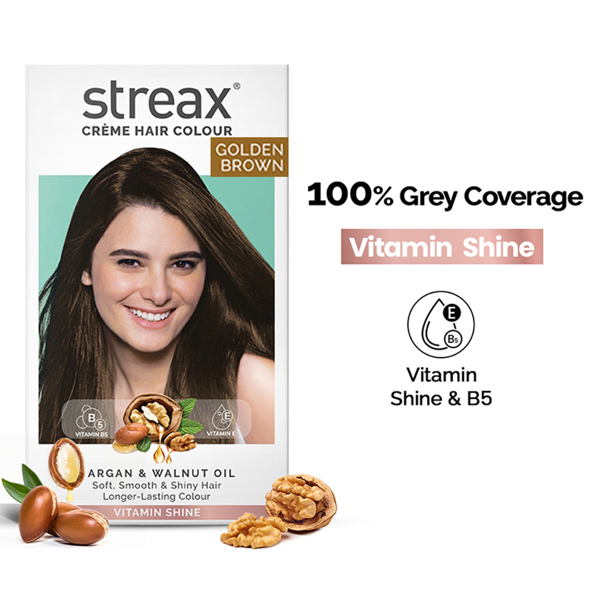 Streax Cream Hair Colour With 100% Grey Coverage & No Ammonia - 4.3 Golden Brown