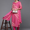 Indyancart VA Women's Leheriya Printed Kurta with Trousers & With Dupatta