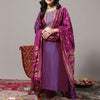Dhiyona VA Women's Zari Embroidered Yoke Geometric Jacquard Kurta with Trouser & Dupatta