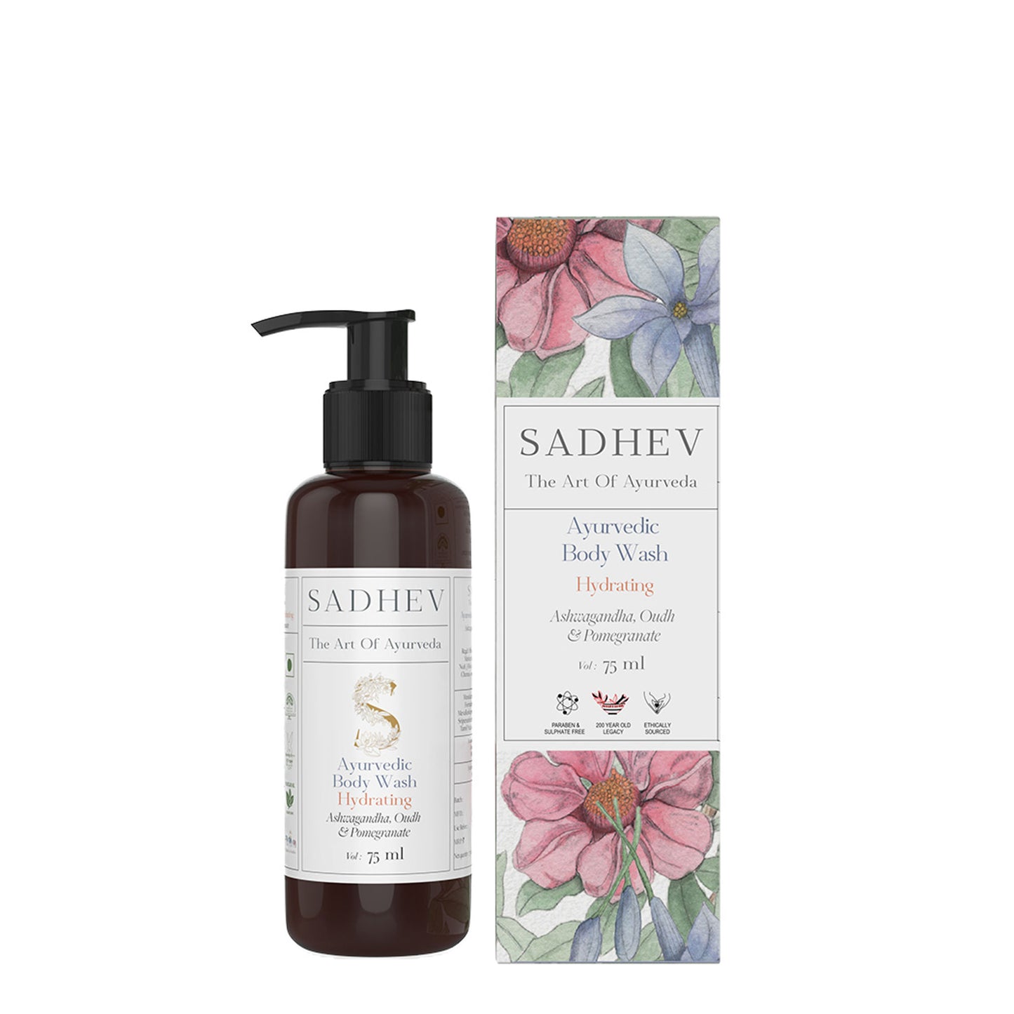 SADHEV Ayurvedic Ashwagandha, Oudh & Pomegranate Hydrating Body Wash