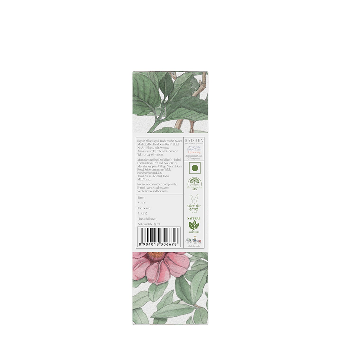 SADHEV Ayurvedic Ashwagandha, Oudh & Pomegranate Hydrating Body Wash