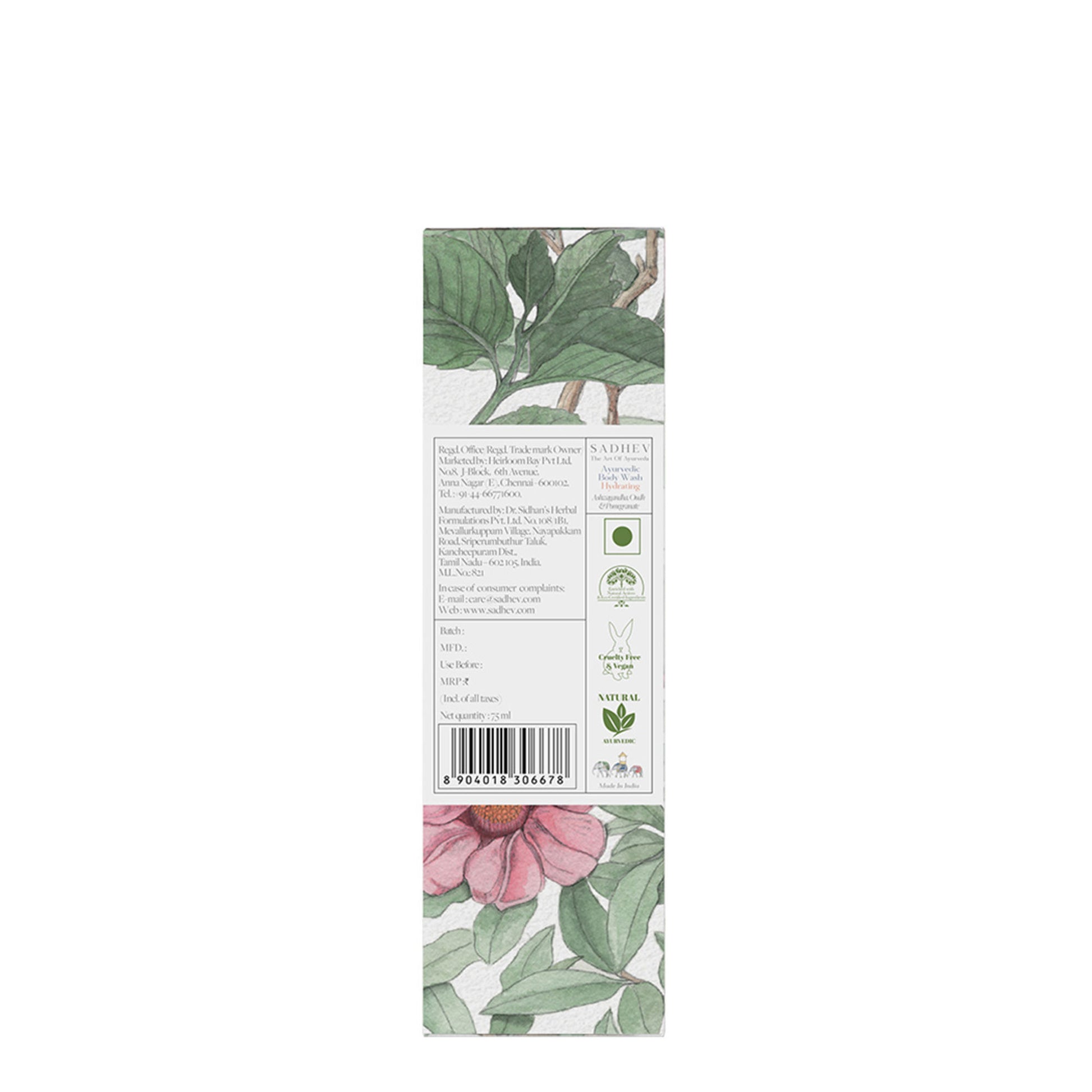 SADHEV Ayurvedic Ashwagandha, Oudh & Pomegranate Hydrating Body Wash