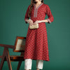 Dhiyona IE Ethnic Motifs Embroidered Mirror Work Pure Cotton Kurta