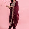 Dhiyona IE Floral Embroidered Yoke Design Kurta with Trousers & With Dupatta