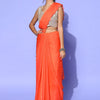 Women's Organza Orange Solid Designer Saree With Blouse Piece